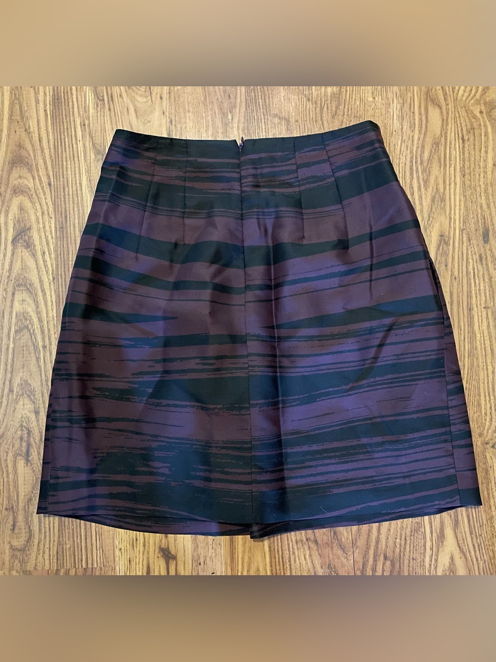 Banana Republic Purple and Black A-Line Stripe Skirt Pleated Details Size 6